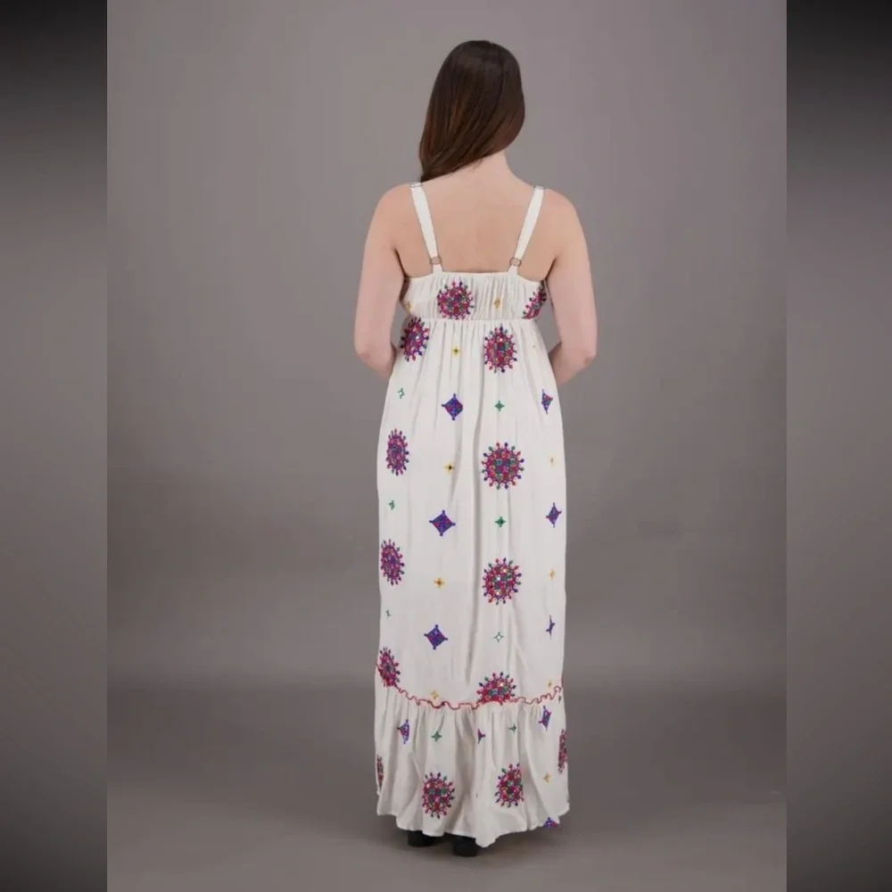 Embroidered White Maxi Dress - Picture 6 of 12